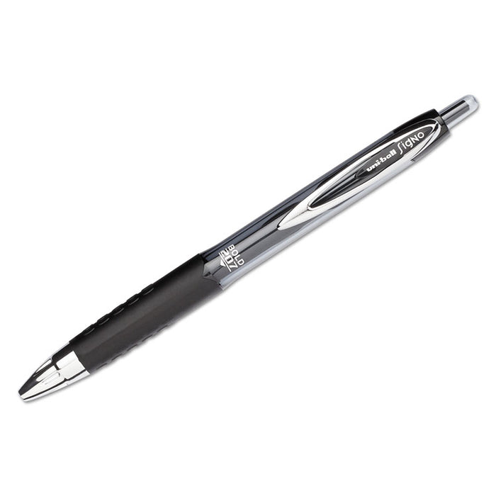 Signo 207 Gel Pen, Retractable, Bold 1 mm, Black Ink, Translucent Black Barrel, Dozen