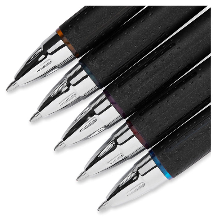 Jetstream Retractable Ballpoint Pen, 1 mm, Assorted Ink, Black Barrel, 5/Pack