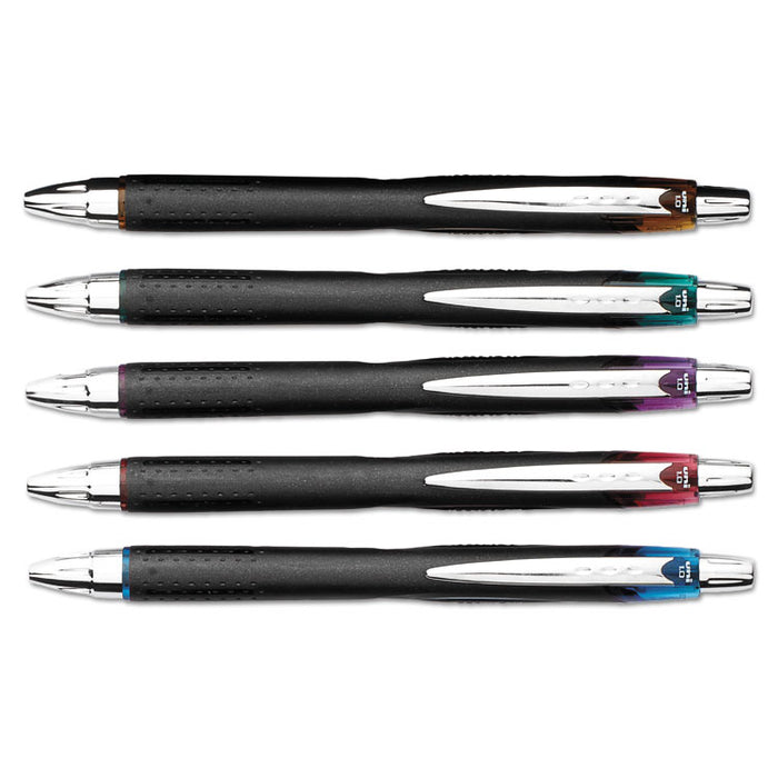 Jetstream Retractable Ballpoint Pen, 1 mm, Assorted Ink, Black Barrel, 5/Pack