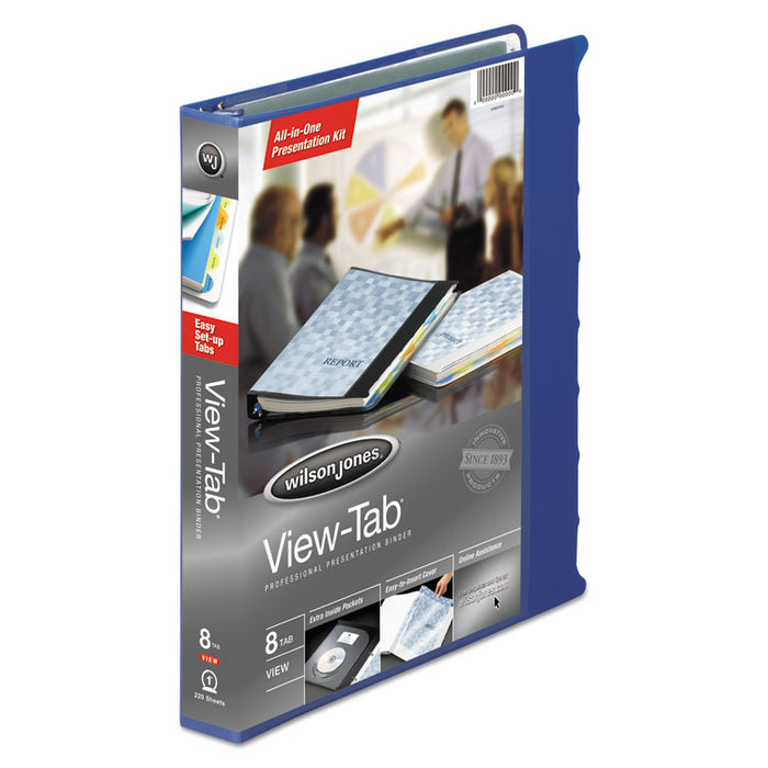View-Tab Presentation Round Ring View Binder With Tabs, 3 Rings, 1" Capacity, 11 x 8.5, Blue