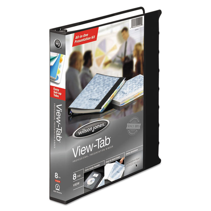 View-Tab Presentation Round Ring View Binder With Tabs, 3 Rings, 1" Capacity, 11 x 8.5, Black