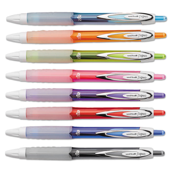 Signo 207 Gel Pen, Retractable, Medium 0.7 mm, Assorted Ink and Barrel Colors, 8/Pack