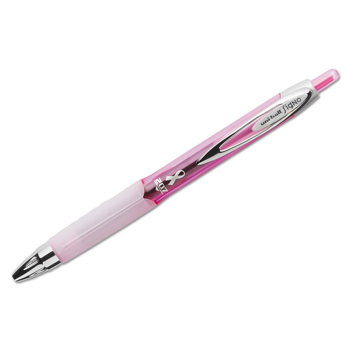 Signo 207 Gel Pen, Retractable, Medium 0.7 mm, Black Ink, Pink Barrel, 2/Pack