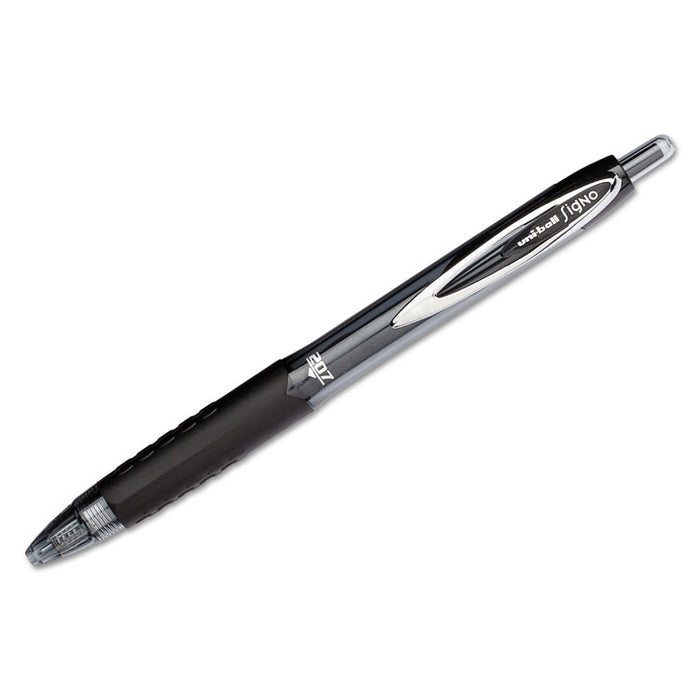 Signo 207 Needle Point Gel Pen, Retractable, Medium 0.7 mm, Black Ink, Black Barrel, Dozen