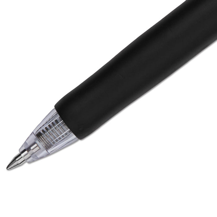 Signo Gel Pen, Retractable, Medium 0.7 mm, Black Ink, Black/Metallic Accents Barrel, Dozen