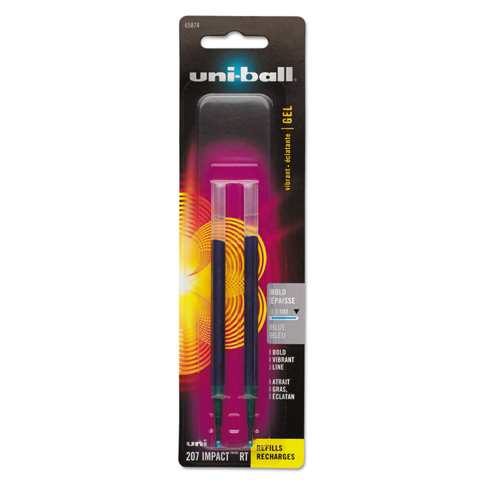 Refill for Gel 207 IMPACT RT Roller Ball Pens, Bold Conical Tip, Blue Ink, 2/Pack
