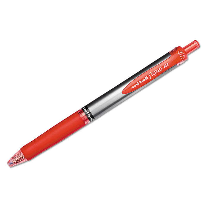 Signo Gel Pen, Retractable, Medium 0.7 mm, Red Ink, Red/Metallic Accents Barrel, Dozen