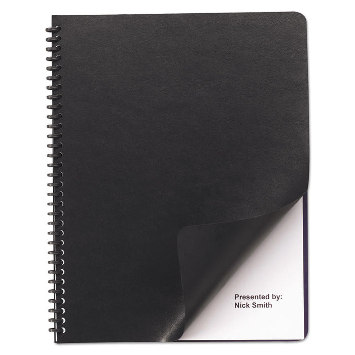 Leather-Look Presentation Covers for Binding Systems, Black, 11.25 x 8.75, Unpunched, 100 Sets/Box