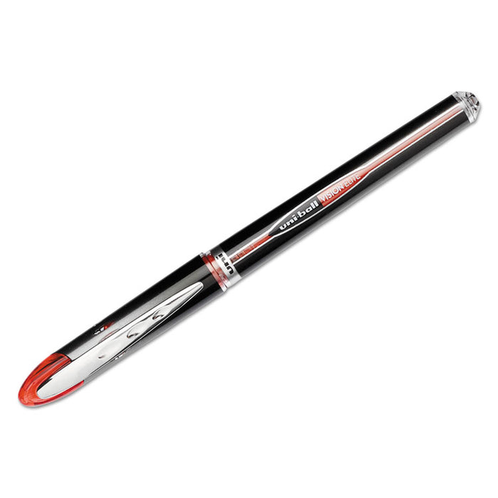 VISION ELITE Roller Ball Pen, Stick, Extra-Fine 0.5 mm, Red Ink, Black/Red Barrel