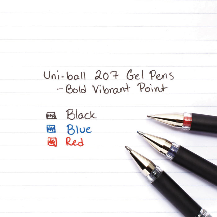 207 Impact Gel Pen, Stick, Bold 1 mm, Blue Ink, Black Barrel