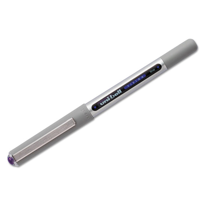 VISION Roller Ball Pen, Stick, Fine 0.7 mm, Majestic Purple Ink, Gray Barrel, Dozen