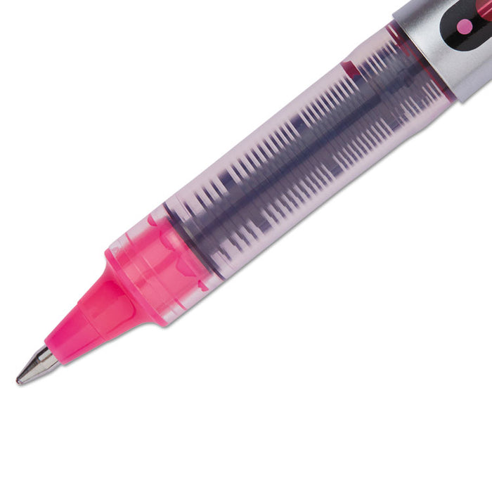 VISION Roller Ball Pen, Stick, Fine 0.7 mm, Passion Pink Ink, Gray Barrel, Dozen
