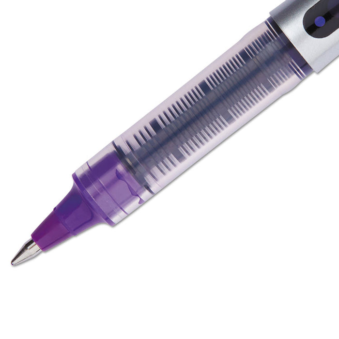 VISION Roller Ball Pen, Stick, Fine 0.7 mm, Majestic Purple Ink, Gray Barrel, Dozen