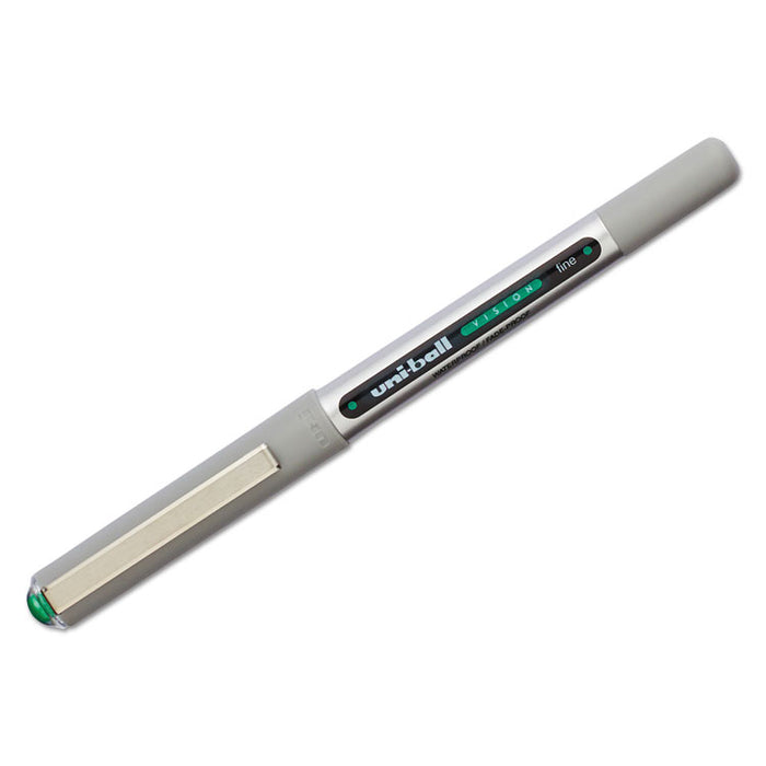 VISION Roller Ball Pen, Stick, Fine 0.7 mm, Evergreen Ink, Gray Barrel, Dozen