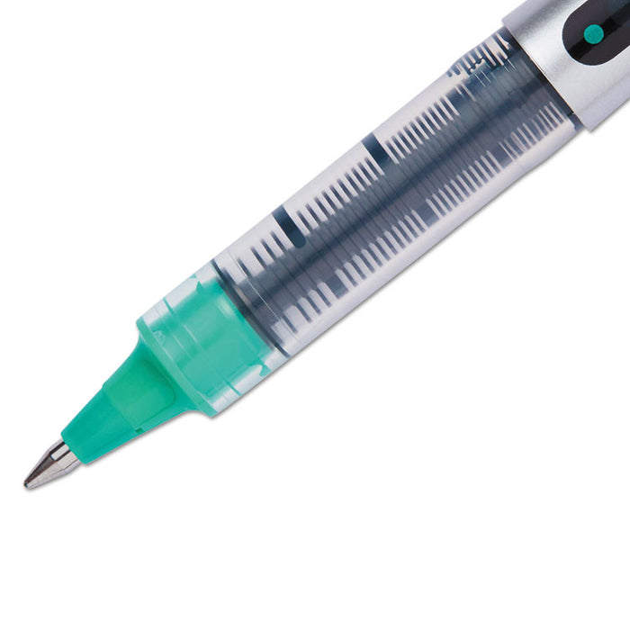 VISION Roller Ball Pen, Stick, Fine 0.7 mm, Evergreen Ink, Gray Barrel, Dozen