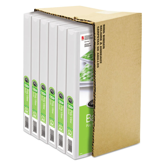 Flexible Poly Round Ring View Binder, 3 Rings, 0.63" Capacity, 11 x 8.5, White