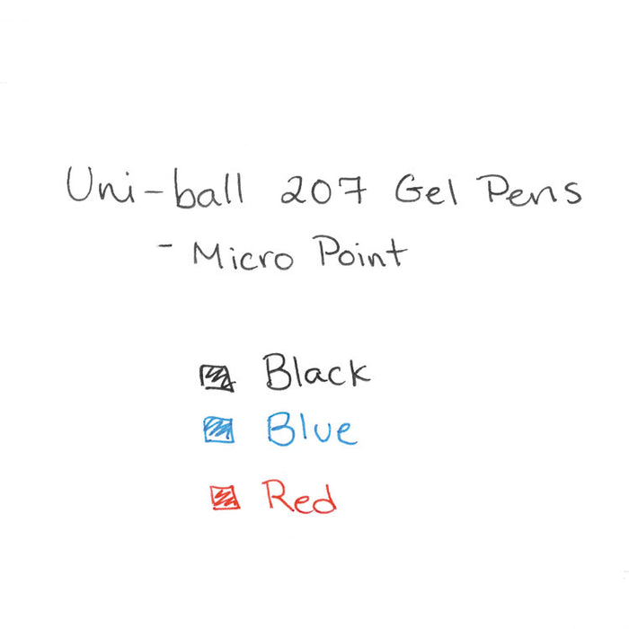 Signo 207 Retractable Gel Pen, Micro 0.5mm, Blue Ink, Smoke/Black/Blue Barrel, Dozen