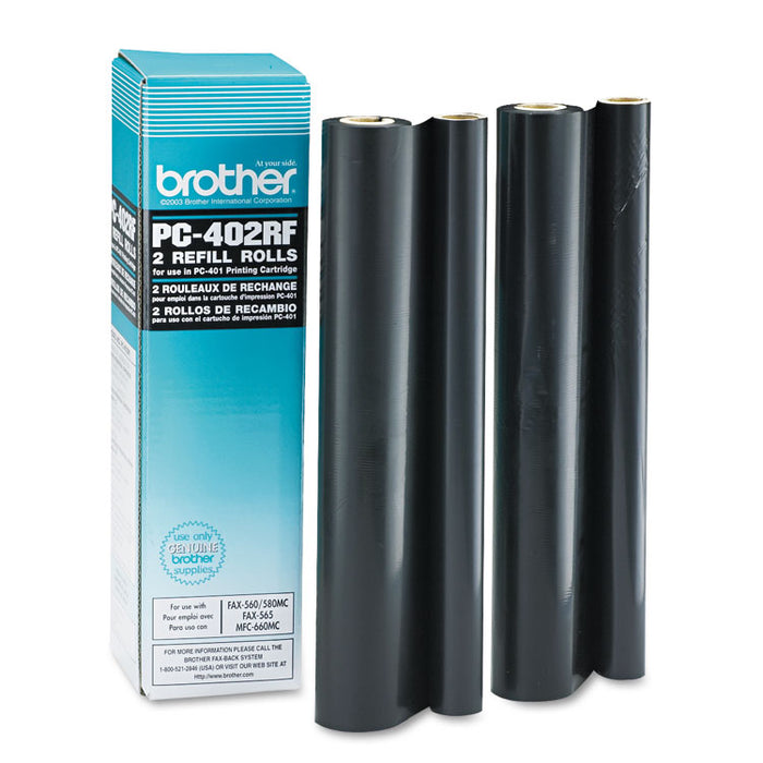 PC-402RF Thermal Transfer Refill Roll, 150 Page-Yield, Black, 2/Pack