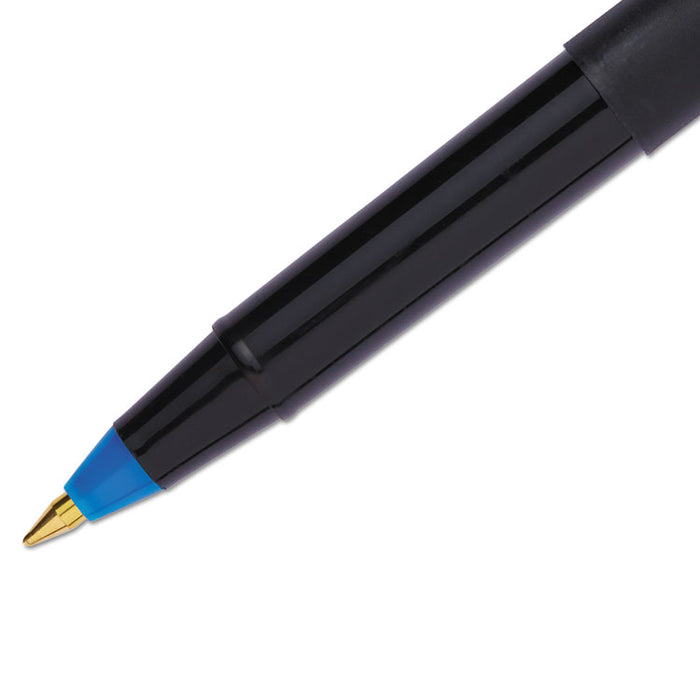 ONYX Roller Ball Pen, Stick, Fine 0.7 mm, Blue Ink, Black Matte Barrel, Dozen