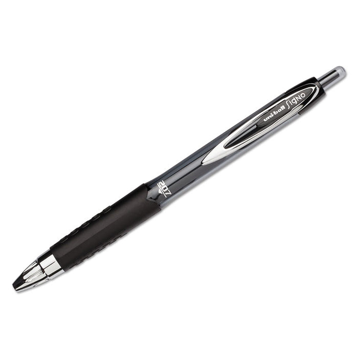 Signo 207 Retractable Gel Pen, 0.7mm, Black Ink, Smoke/Black Barrel, Dozen