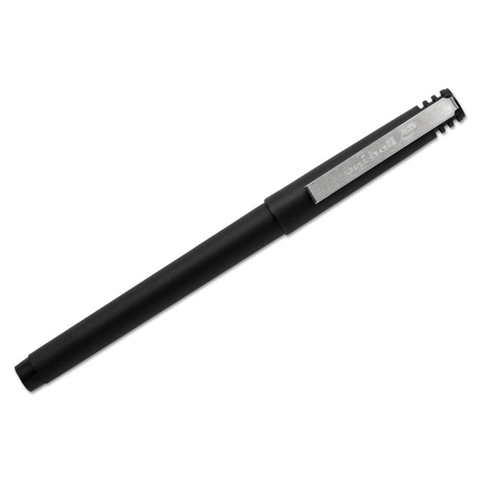 Roller Ball Pen, Stick, Fine 0.7 mm, Black Ink, Black Matte Barrel, Dozen
