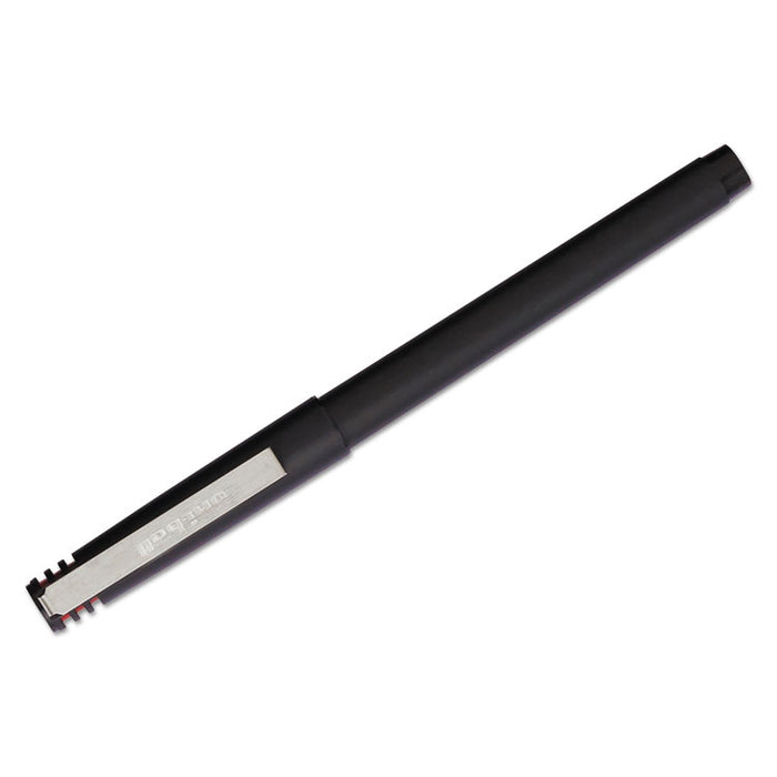 Roller Ball Pen, Stick, Fine 0.7 mm, Red Ink, Black Matte Barrel, Dozen