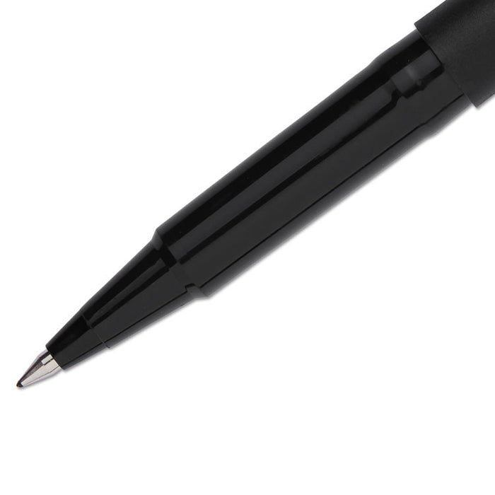 Roller Ball Pen, Stick, Micro 0.5 mm, Black Ink, Black Matte Barrel, Dozen