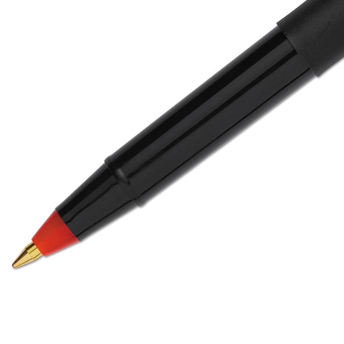 ONYX Roller Ball Pen, Stick, Fine 0.7 mm, Red Ink, Black Matte Barrel, Dozen