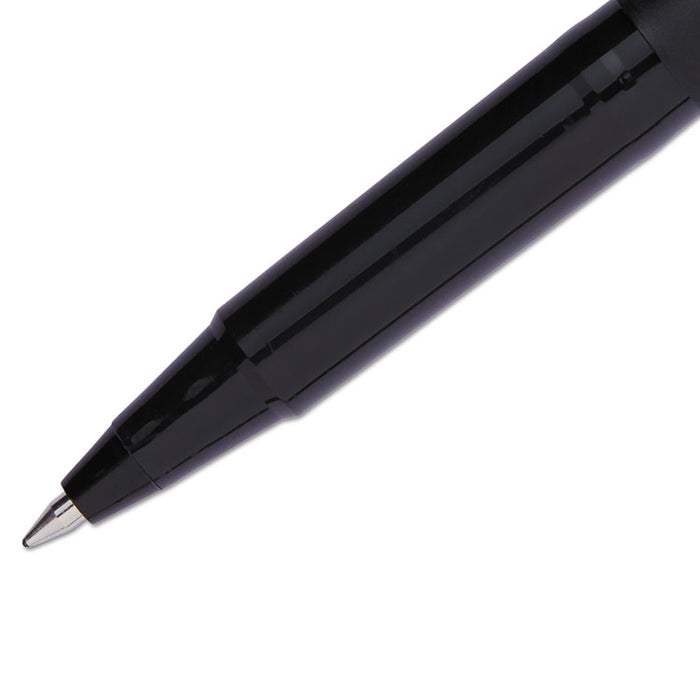 Roller Ball Pen, Stick, Fine 0.7 mm, Black Ink, Black Matte Barrel, Dozen
