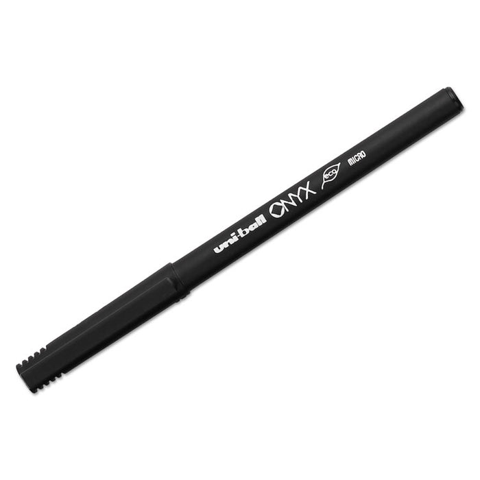 ONYX Roller Ball Pen, Stick, Micro 0.5 mm, Black Ink, Black Matte Barrel, Dozen