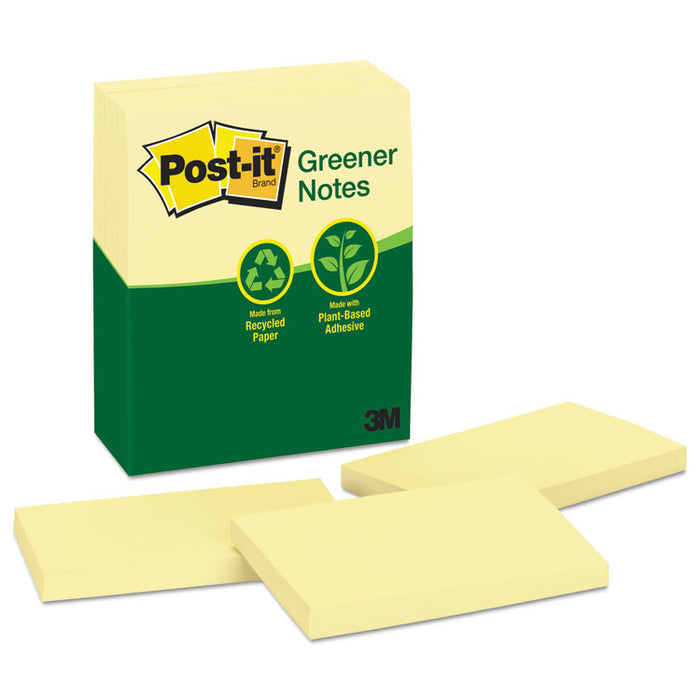 Original Recycled Note Pads, 3" x 5", Canary Yellow, 100 Sheets/Pad, 12 Pads/Pack