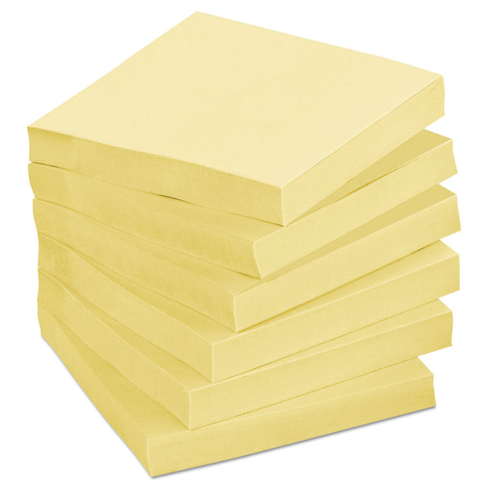 Recycled Note Pad Cabinet Pack, 3 x 3, Canary Yellow, 75-Sheet, 24/Pack