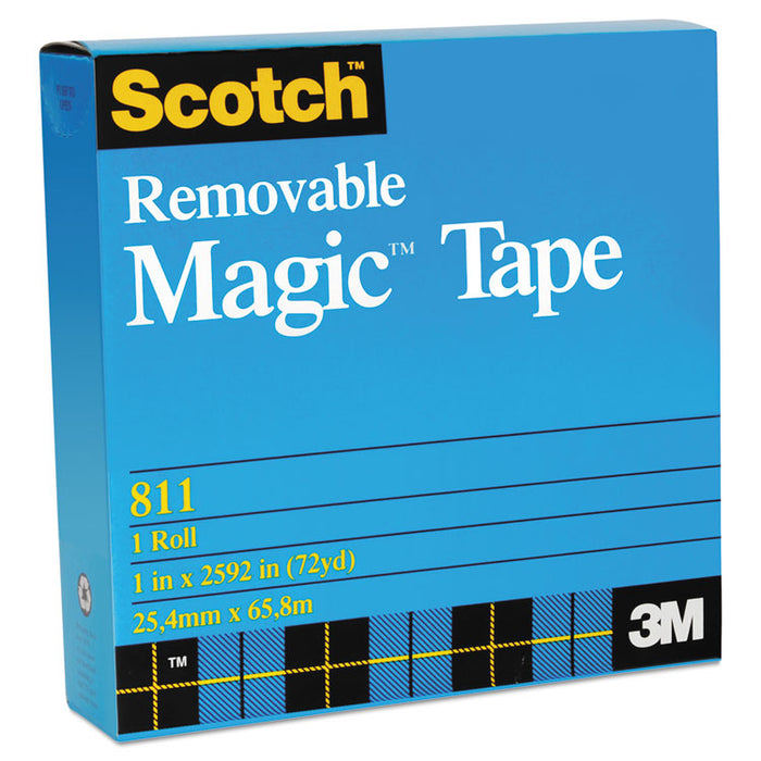Removable Tape, 1" Core, 0.75" x 36 yds, Transparent