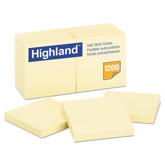 Self-Stick Notes, 3" x 3", Yellow, 100 Sheets/Pad, 12 Pads/Pack
