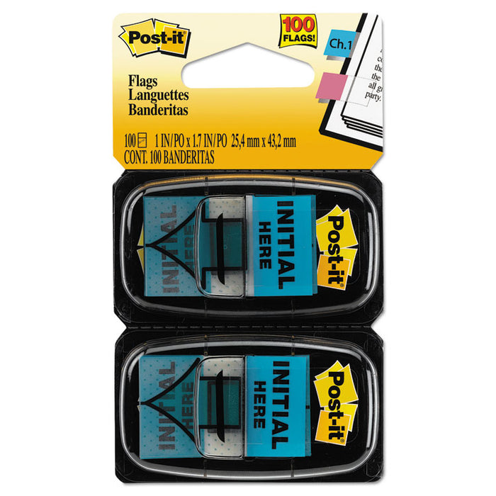 Arrow Message 1" Page Flags, "Initial Here", Blue, 2 50-Flag Dispensers/Pack