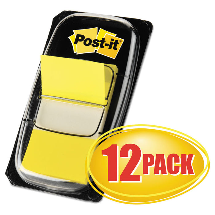 Marking Page Flags in Dispensers, Yellow, 50 Flags/Dispenser, 12 Dispensers/Box