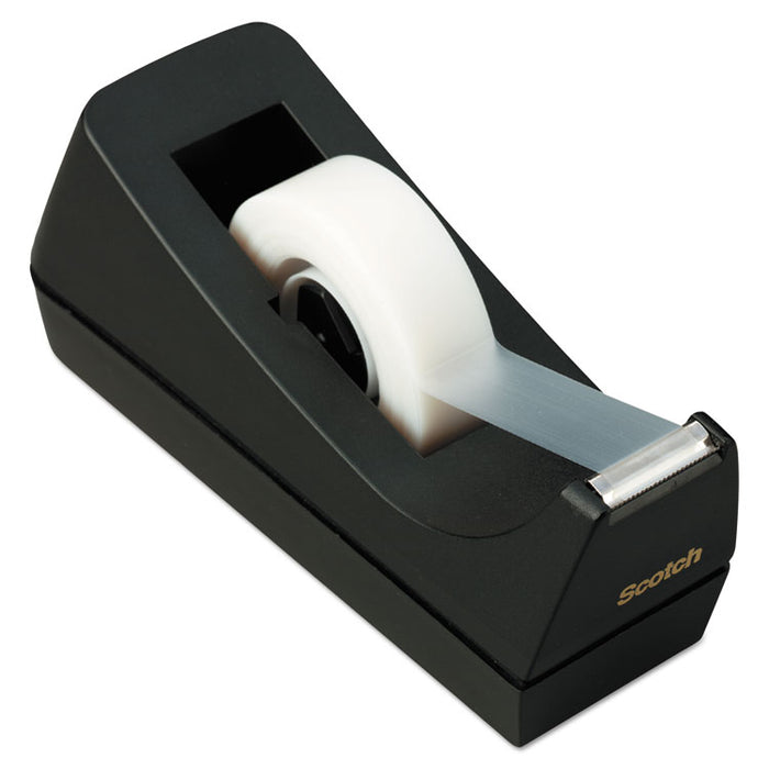 Desktop Tape Dispenser, Weighted Non-Skid Base, 1" Core, Black