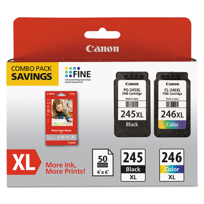8278B005 (PG-245XL/CL-246XL) Ink & Paper Combo Pack, Black/Tri-Color