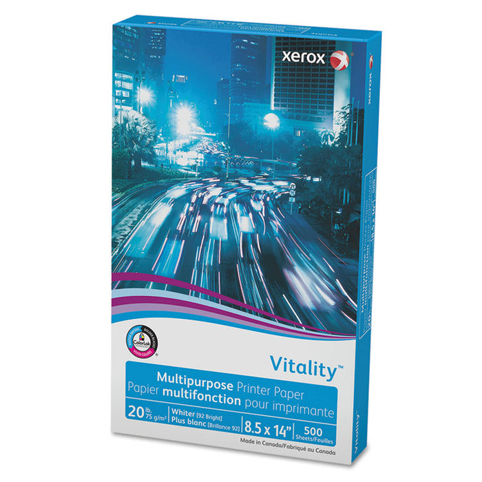 Vitality Multipurpose Print Paper, 92 Bright, 20 lb Bond Weight, 8.5 x 14, White, 500/Ream