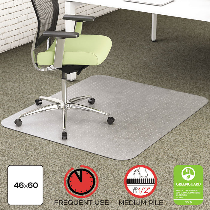 EnvironMat Recycled Anytime Use Chair Mat for Med Pile Carpet, 46 x 60, Clear