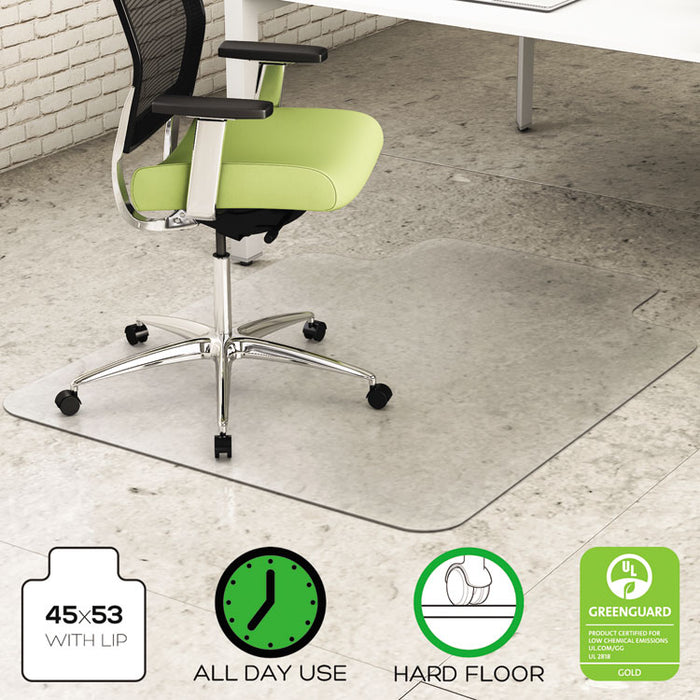 EnvironMat All Day Use Chair Mat for Hard Floors, 45 x 53, Wide Lipped, Clear