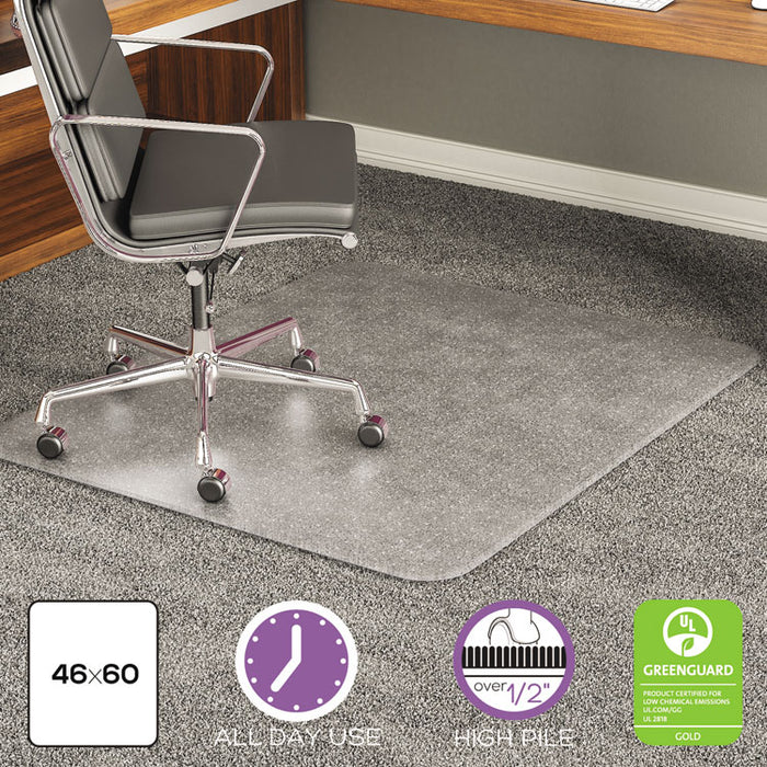 ExecuMat All Day Use Chair Mat for High Pile Carpet, 46 x 60, Rectangular, Clear