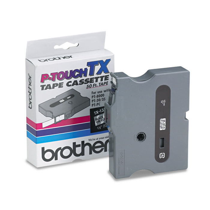 TX Tape Cartridge for PT-8000, PT-PC, PT-30/35, 0.47" x 50 ft, Black on Clear