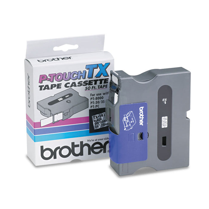 TX Tape Cartridge for PT-8000, PT-PC, PT-30/35, 0.7" x 50 ft, Black on Clear