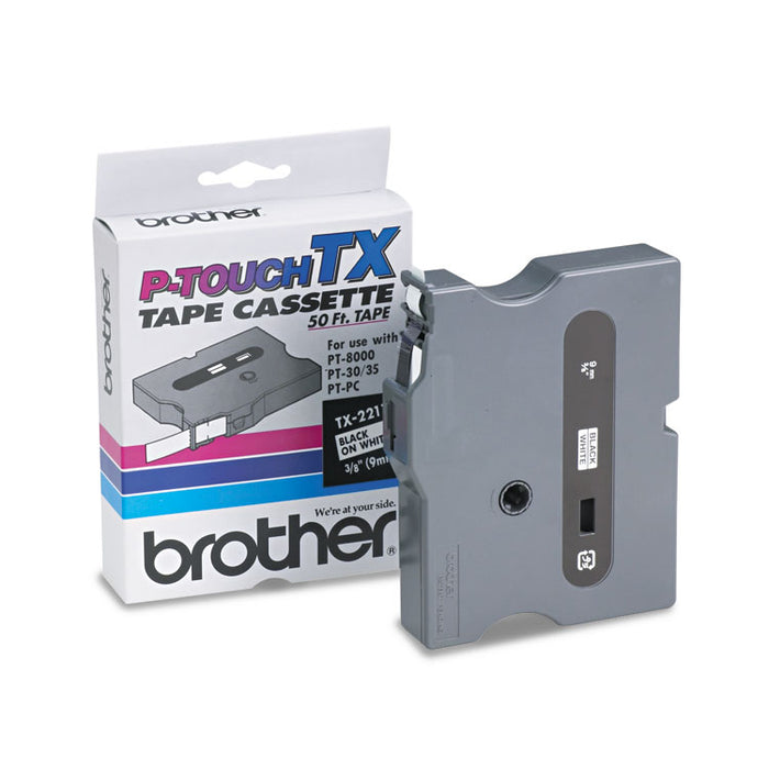 TX Tape Cartridge for PT-8000, PT-PC, PT-30/35, 0.35" x 50 ft, Black on White