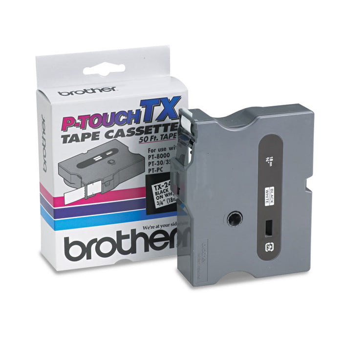 TX Tape Cartridge for PT-8000, PT-PC, PT-30/35, 0.7" x 50 ft, Black on White