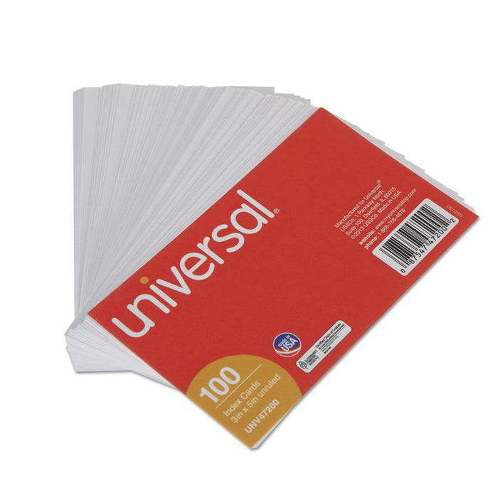 Unruled Index Cards, 3 x 5, White, 100/Pack
