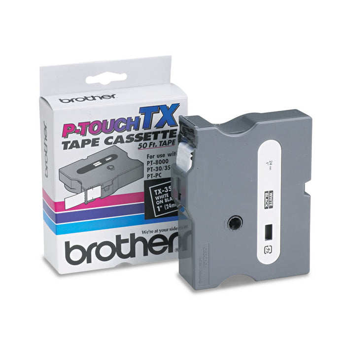 TX Tape Cartridge for PT-8000, PT-PC, PT-30/35, 0.94" x 50 ft, White on Black