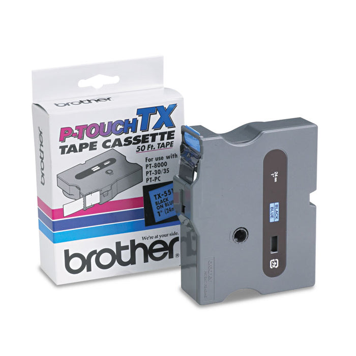 TX Tape Cartridge for PT-8000, PT-PC, PT-30/35, 1" x 50 ft, Black on Blue