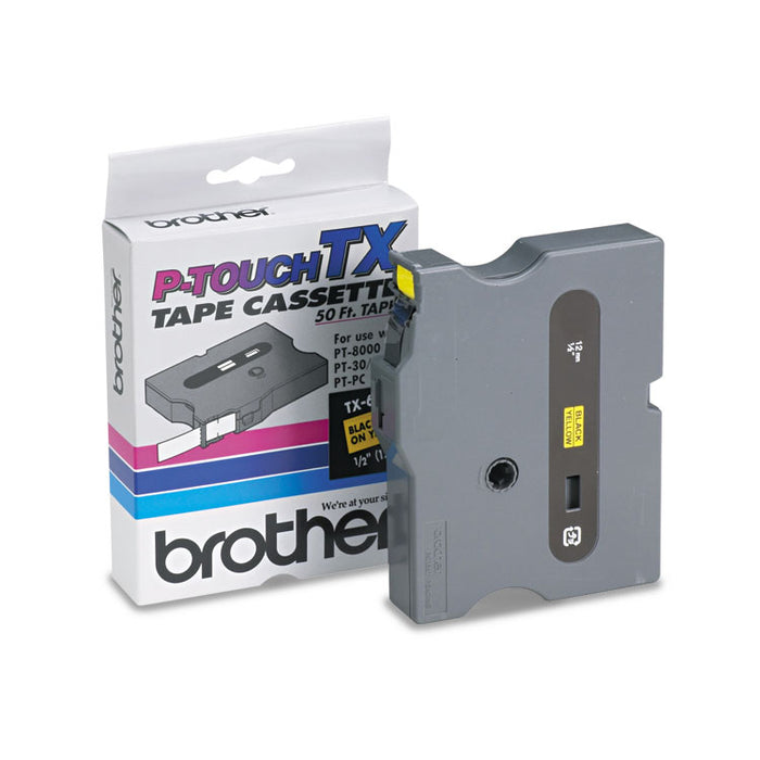 TX Tape Cartridge for PT-8000, PT-PC, PT-30/35, 0.47" x 50 ft, Black on Yellow